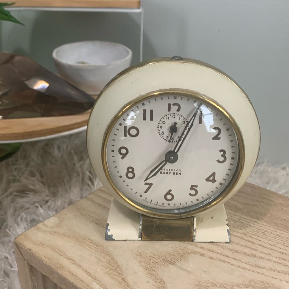 Vintage Westclox Baby Ben Bedside Alarm Clock Metal Body Plastic Face